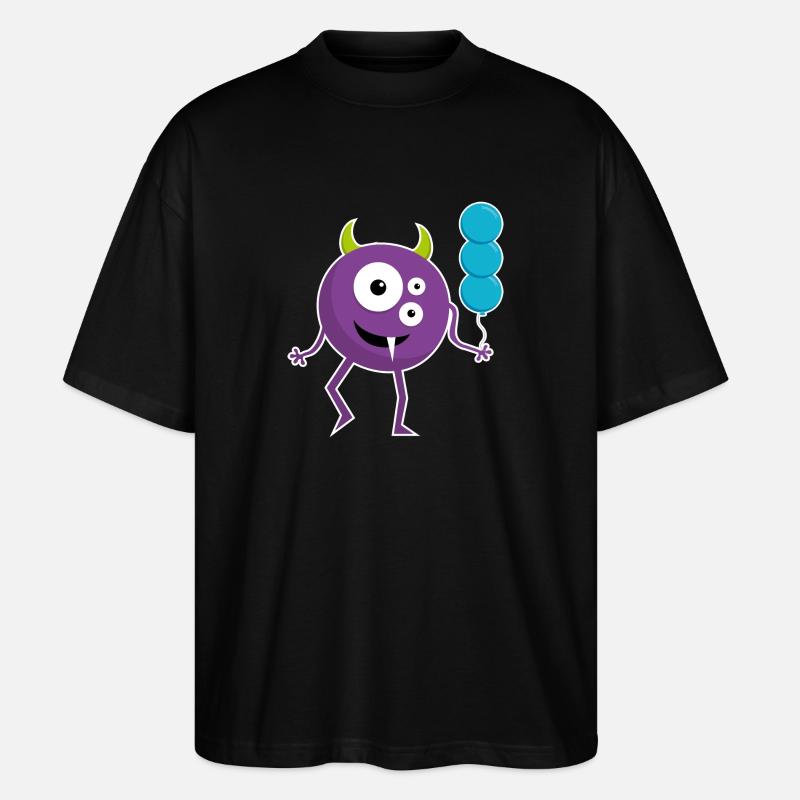 Spaß Monster mit Ballons - Stanley/Stella Oversized Unisex Bio T-Shirt Blaster 2.0 - Schwarz