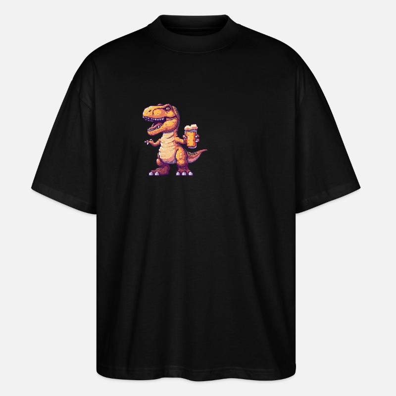 Dinosaure T-Rex Bière Pixel - T-shirt bio Blaster 2.0 coupe oversize Stanley/Stella Unisexe - noir
