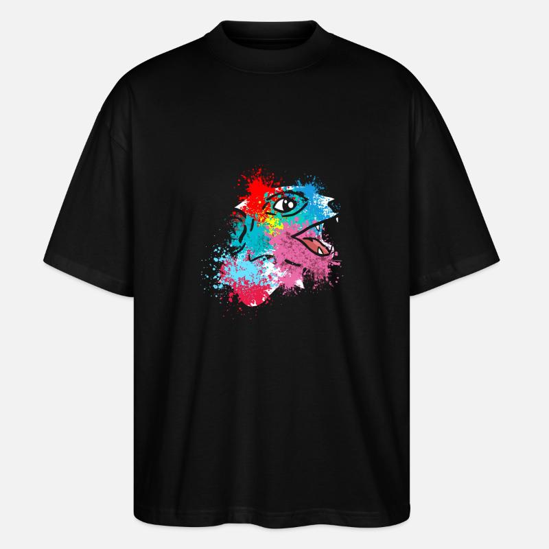 Splash Art Surikate Erdmännchen - Stanley/Stella Oversized Unisex Bio T-Shirt Blaster 2.0 - Schwarz