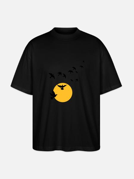 Birds in the sunset - Stanley/Stella Oversized Unisex Organic T-shirt Blaster 2.0 - black