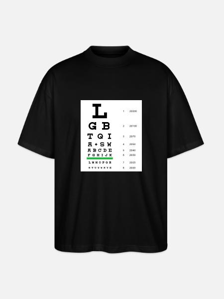 LGBTQIA+ eye chart - Stanley/Stella Oversized Unisex Organic T-shirt Blaster 2.0 - black