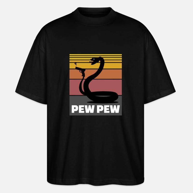 Schlange Pew Pew Geschenk - Stanley/Stella Oversized Unisex Bio T-Shirt Blaster 2.0 - Schwarz