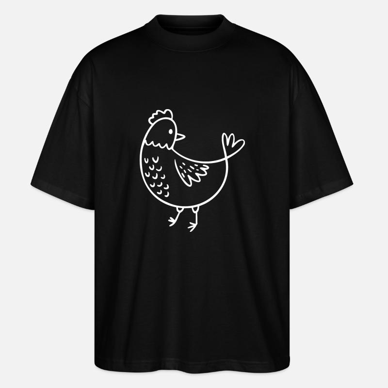 Huhn Skizze - Stanley/Stella Oversized Unisex Bio T-Shirt Blaster 2.0 - Schwarz