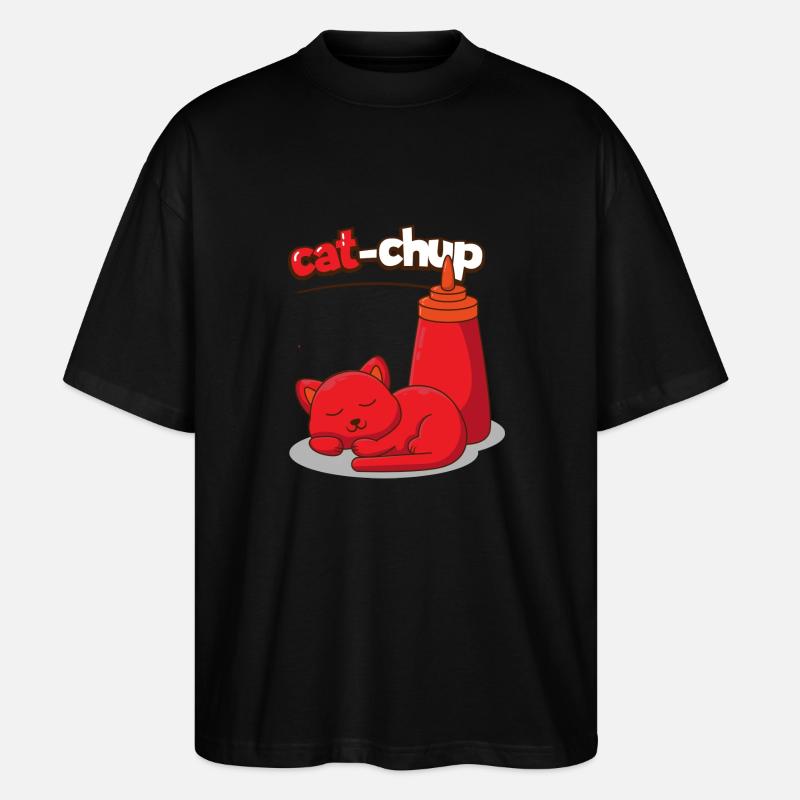 CatChup Katze, Geschenk Katze - Stanley/Stella Oversized Unisex Bio T-Shirt Blaster 2.0 - Schwarz