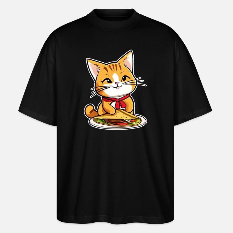 Chat mignon avec tacos - T-shirt bio Blaster 2.0 coupe oversize Stanley/Stella Unisexe - noir