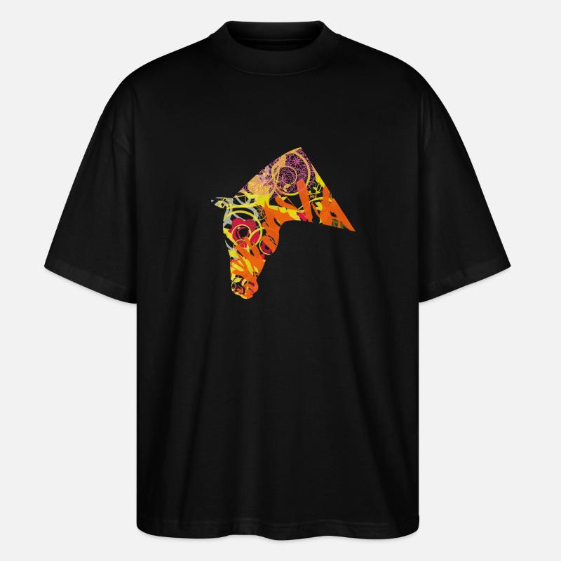 Pferdekopf bunt - Stanley/Stella Oversized Unisex Bio T-Shirt Blaster 2.0 - Schwarz