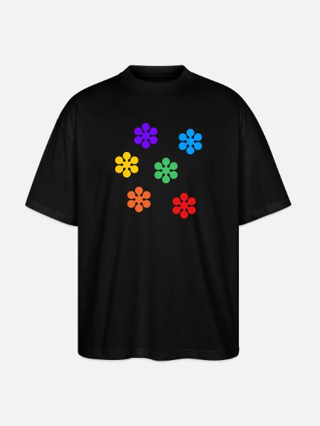 Rainbow Flowers subtle gay pride - Stanley/Stella Oversized Unisex Organic T-shirt Blaster 2.0 - black