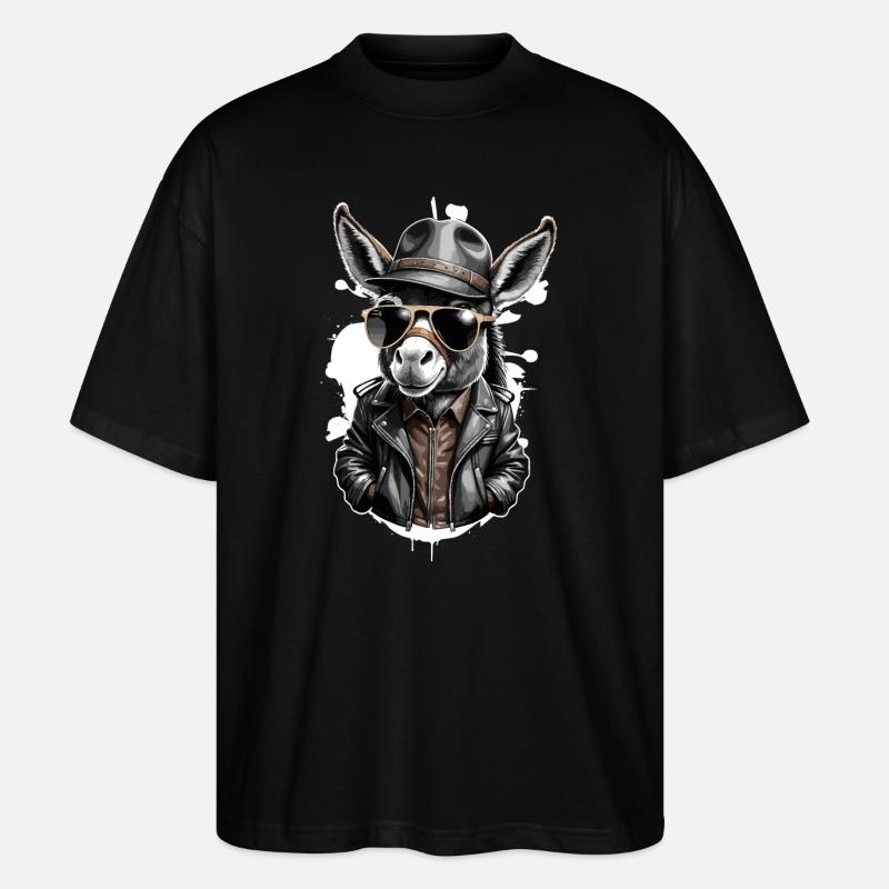 Âne cool - T-shirt bio Blaster 2.0 coupe oversize Stanley/Stella Unisexe - noir