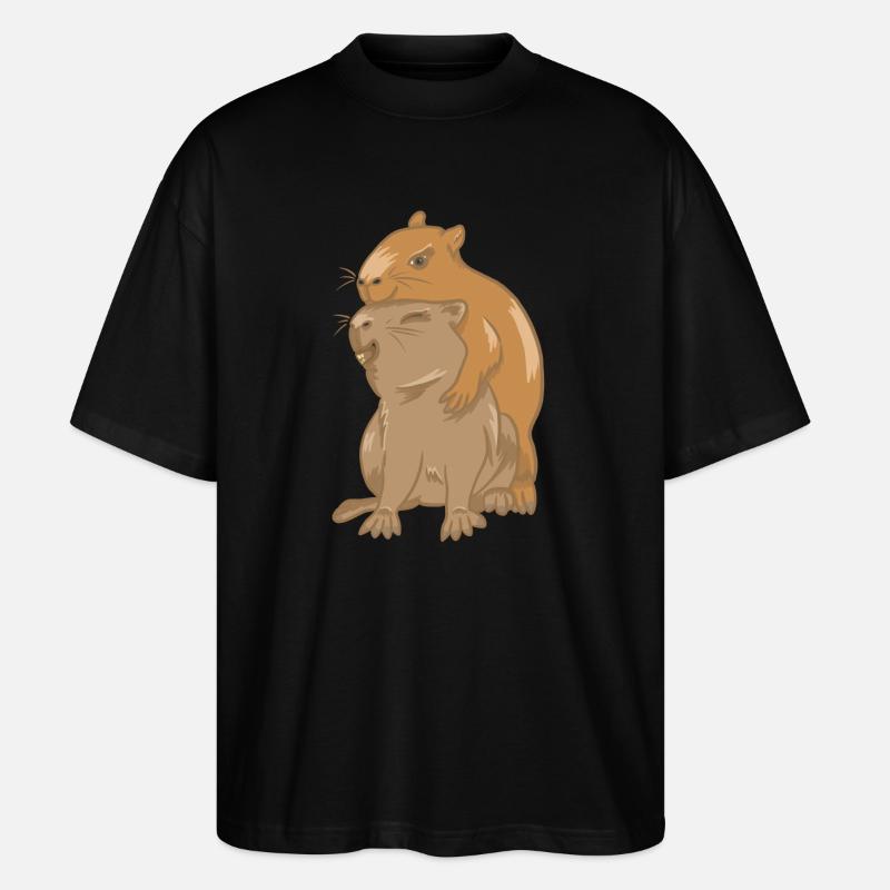 Umarmung von Capybara-Babys - Stanley/Stella Oversized Unisex Bio T-Shirt Blaster 2.0 - Schwarz
