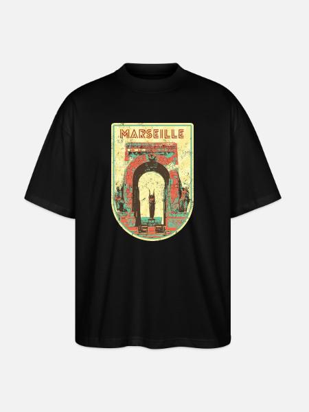 Insignia retro, Marsella Francia es mi ciudad natal - Camiseta Oversize Ecológica Unisex Stanley/Stella Blaster 2.0 - negro