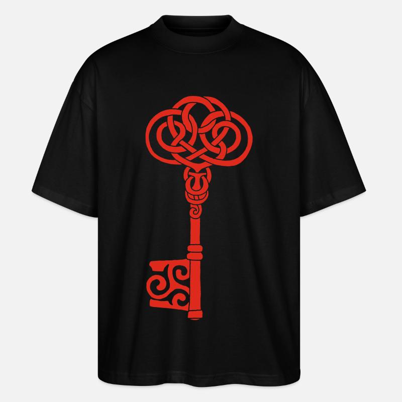 Red Celtic Key - Stanley/Stella Oversized Unisex Organic T-shirt Blaster 2.0 - black