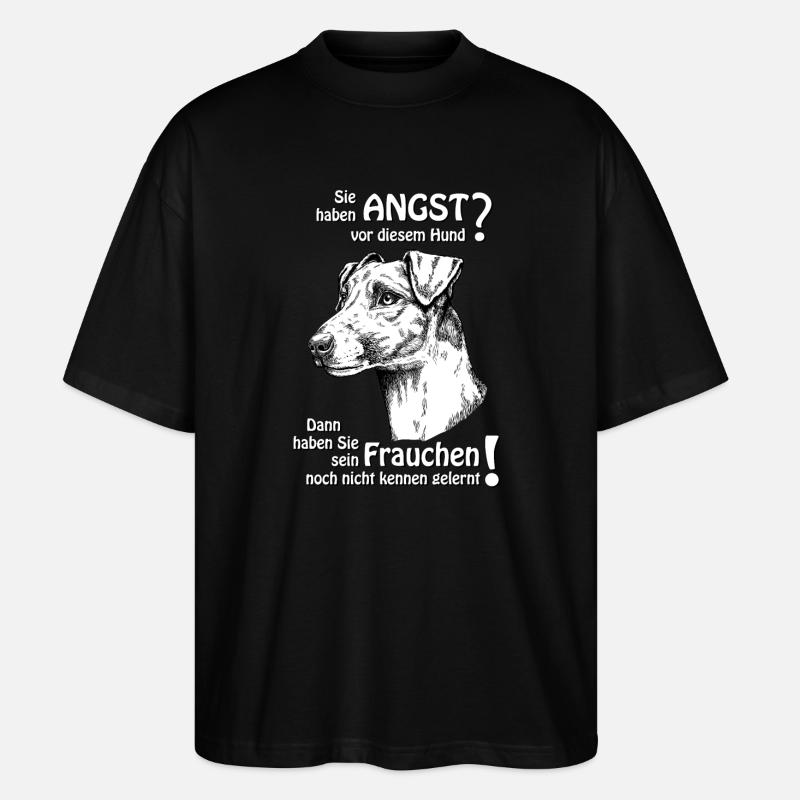 Angst vor Foxterrier? Frauchen - Stanley/Stella Oversized Unisex Bio T-Shirt Blaster 2.0 - Schwarz