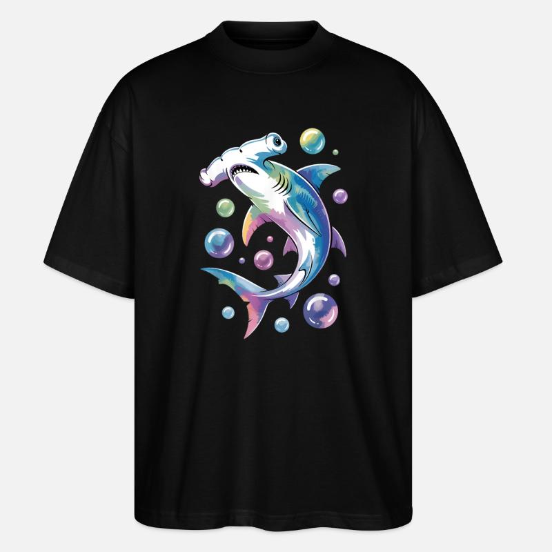 Lebendiger Hai mit Blasenakzenten - Stanley/Stella Oversized Unisex Bio T-Shirt Blaster 2.0 - Schwarz