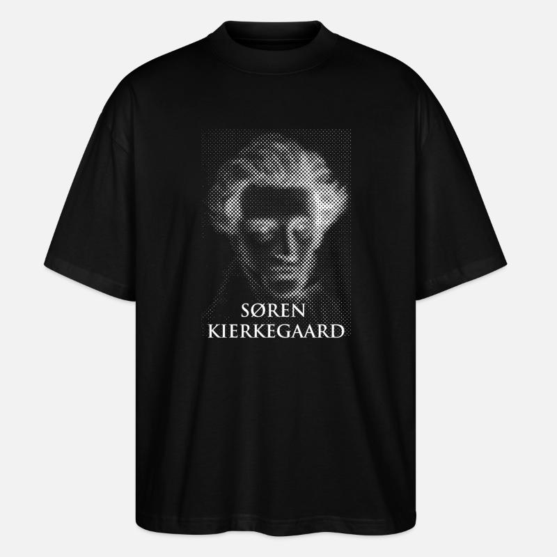 Existenzielles Søren Kierkegaard-Porträt - Stanley/Stella Oversized Unisex Bio T-Shirt Blaster 2.0 - Schwarz