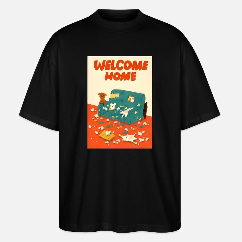 Illustration de chiens coquins mignons - T-shirt bio Blaster 2.0 coupe oversize Stanley/Stella Unisexe - noir
