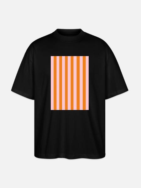 Stripes - orange pink personalizable - Stanley/Stella Oversized Unisex Organic T-shirt Blaster 2.0 - black