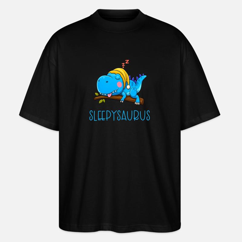 Dino Schlafzen Müde - Stanley/Stella Oversized Unisex Bio T-Shirt Blaster 2.0 - Schwarz