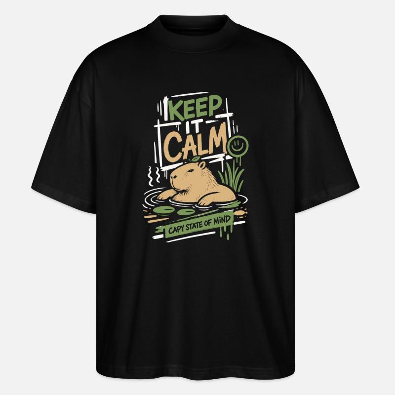 Keep It Calm Capy State Mind - Stanley/Stella Oversized Unisex Bio T-Shirt Blaster 2.0 - Schwarz