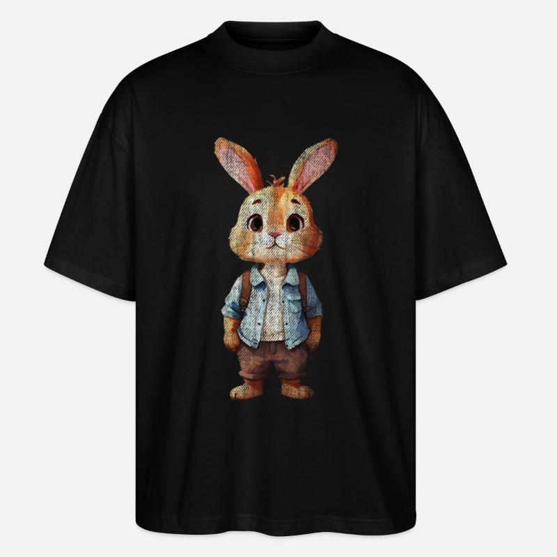 Cute Bunny Easter Bunny - Stanley/Stella Oversized Unisex Organic T-shirt Blaster 2.0 - black