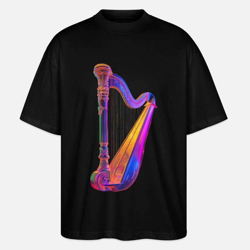 Harfe - Stanley/Stella Oversized Unisex Bio T-Shirt Blaster 2.0 - Schwarz