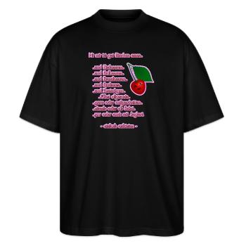 Gut Kirschen Essen - Obstsalat - DIGITAL - Stanley/Stella Oversized Unisex Bio T-Shirt Blaster 2.0 - Schwarz - Vorne - Alina (178cm) & Michal (187cm)