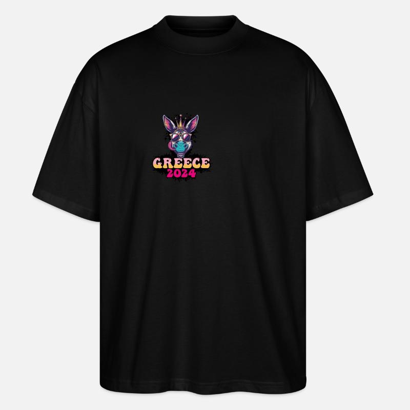 Grèce 2024 Âne de fête - T-shirt bio Blaster 2.0 coupe oversize Stanley/Stella Unisexe - noir