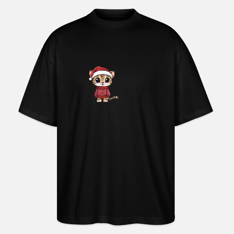 Leopard Christmas Comic - Stanley/Stella Oversized Unisex Organic T-shirt Blaster 2.0 - black