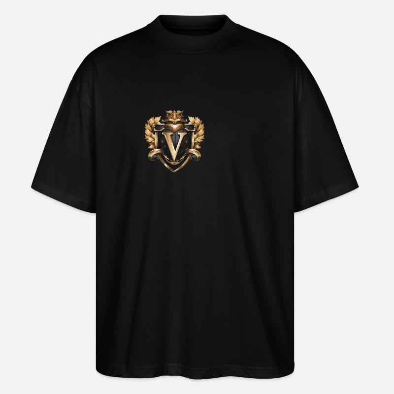 V Buchstabe Logo Krone - Stanley/Stella Oversized Unisex Bio T-Shirt Blaster 2.0 - Schwarz