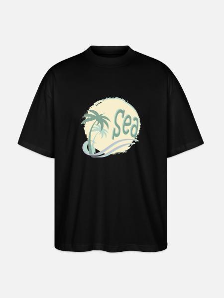 Sea & Palm Trees - Stanley/Stella Oversized Unisex Organic T-shirt Blaster 2.0 - black