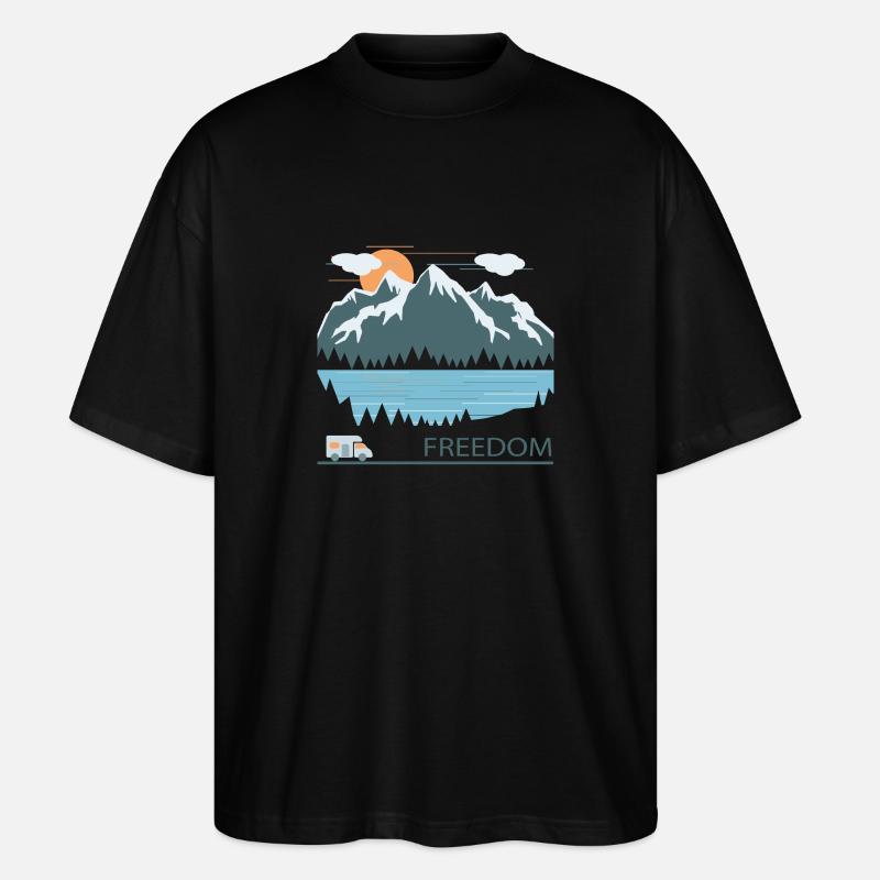 Camping - Stanley/Stella Oversized Unisex Bio T-Shirt Blaster 2.0 - Schwarz