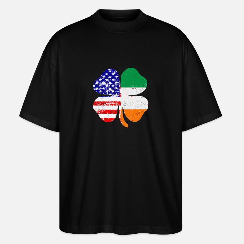 American Irish Clover Leaf Gift - Stanley/Stella Oversized Unisex Bio T-Shirt Blaster 2.0 - Schwarz