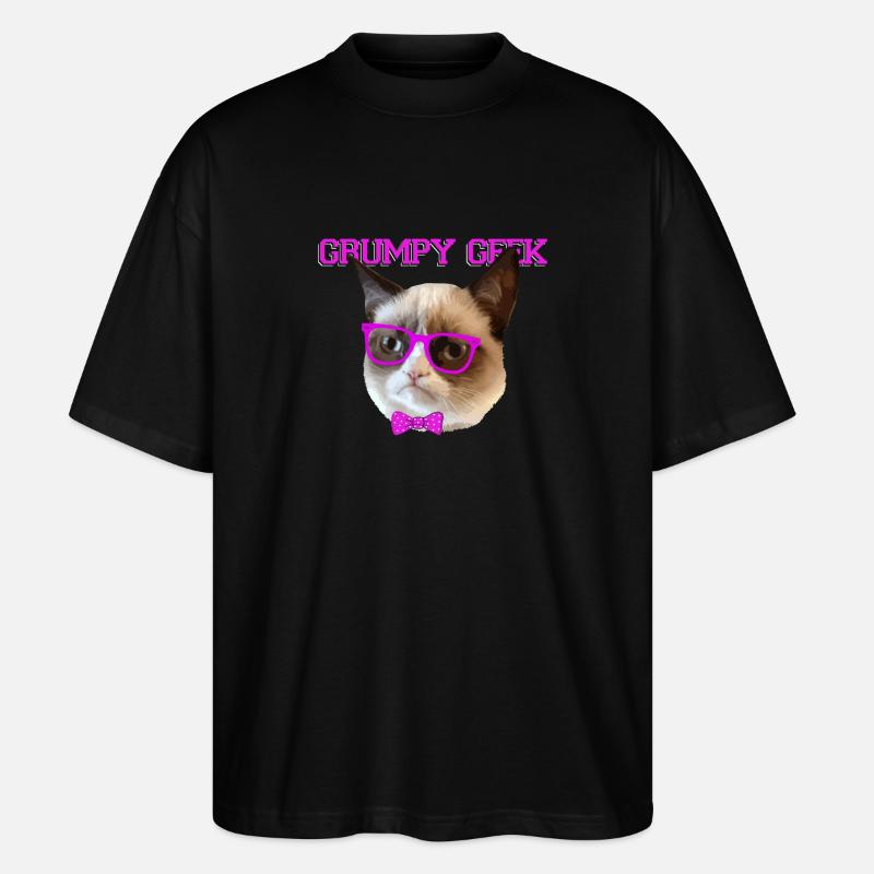 Grincheux mignon Chat Geek cadeau - T-shirt bio Blaster 2.0 coupe oversize Stanley/Stella Unisexe - noir