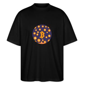 Bitcoin Cosmos - Stanley/Stella Oversized Unisex Organic T-shirt Blaster 2.0 - black - Front - Alina (178cm) & Michal (187cm)