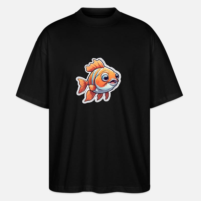Neugieriger Oranger Goldfisch - Stanley/Stella Oversized Unisex Bio T-Shirt Blaster 2.0 - Schwarz