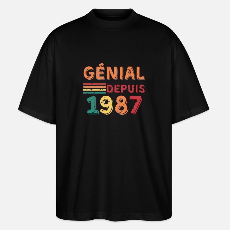 Genial seit 1987 - Stanley/Stella Oversized Unisex Bio T-Shirt Blaster 2.0 - Schwarz