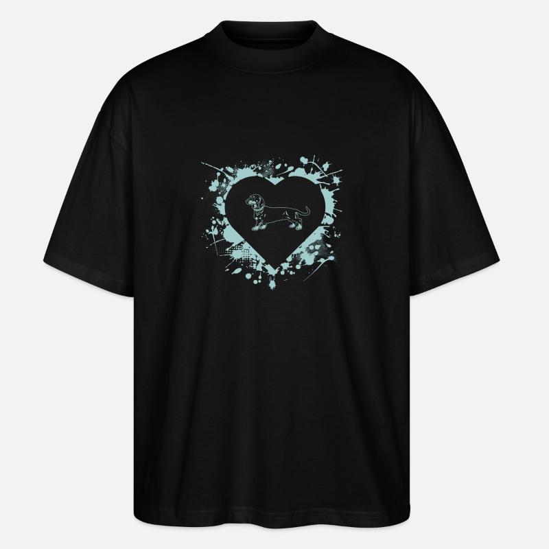 Teckel Love Heart - T-shirt bio Blaster 2.0 coupe oversize Stanley/Stella Unisexe - noir