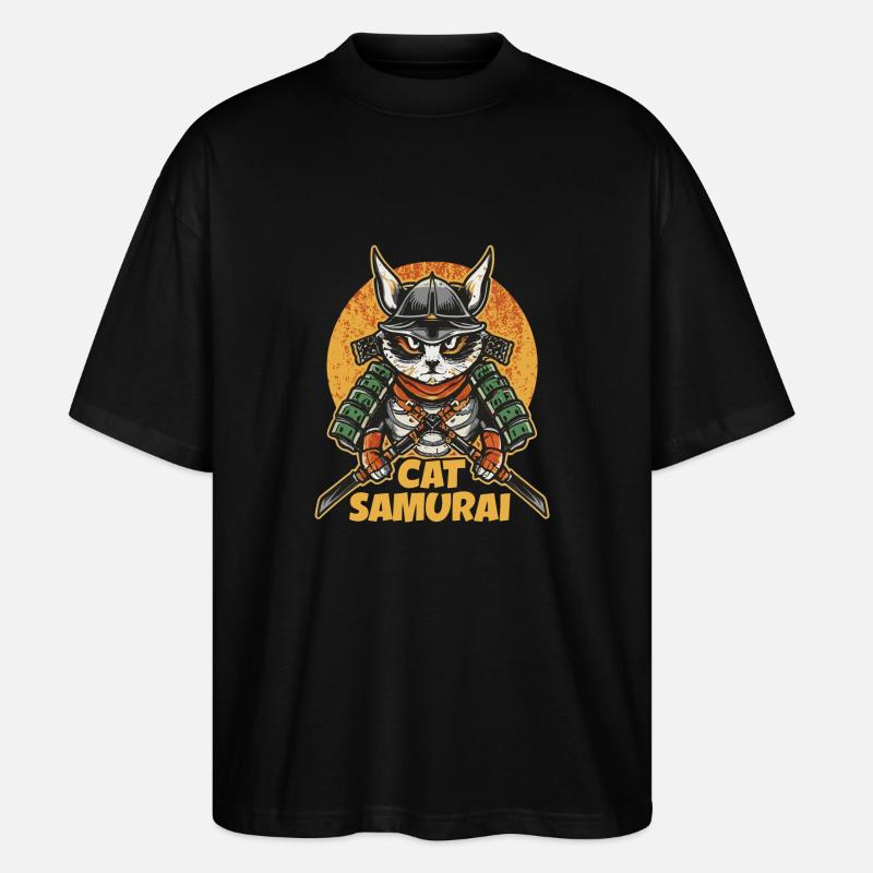 Chat samouraï - T-shirt bio Blaster 2.0 coupe oversize Stanley/Stella Unisexe - noir
