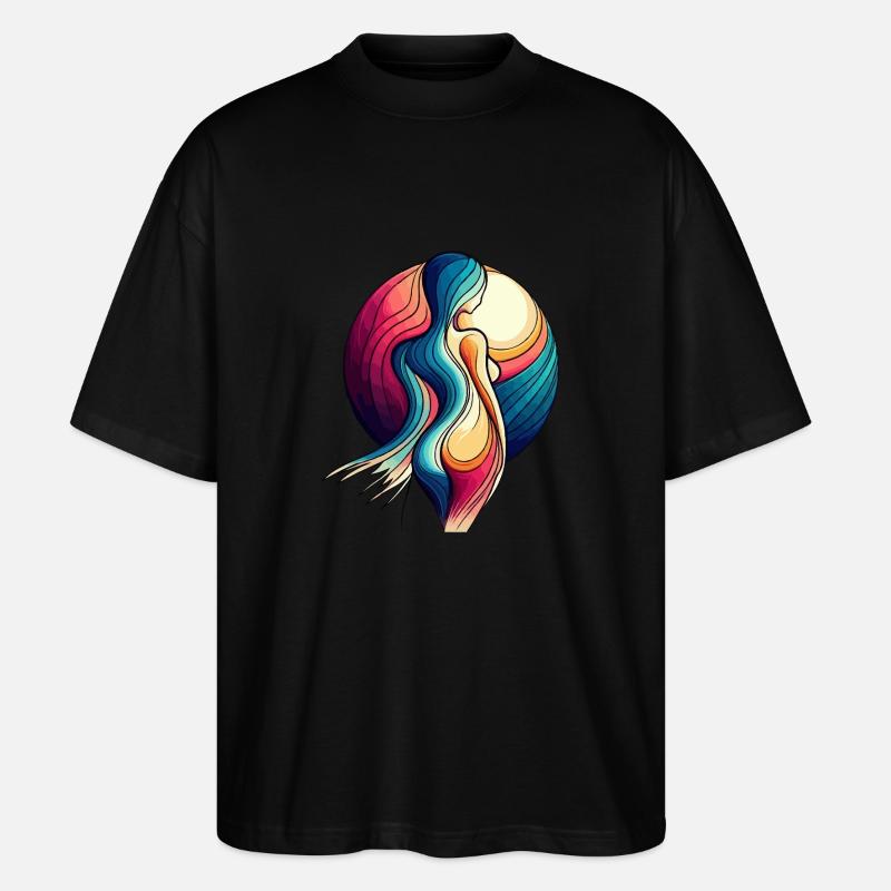 Femme devant la lune - T-shirt bio Blaster 2.0 coupe oversize Stanley/Stella Unisexe - noir