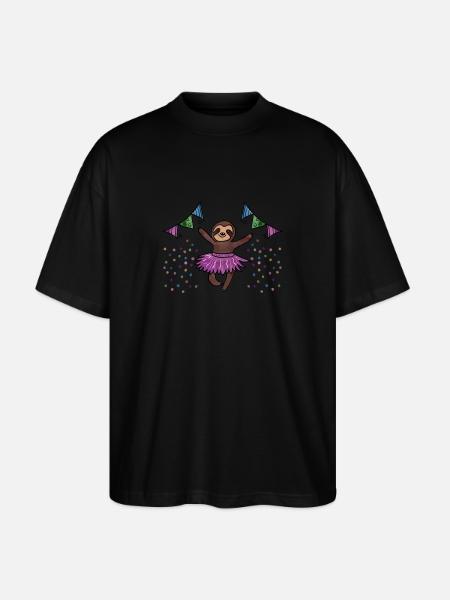 Faultier Ivy - Stanley/Stella Oversized Unisex Bio T-Shirt Blaster 2.0 - Schwarz
