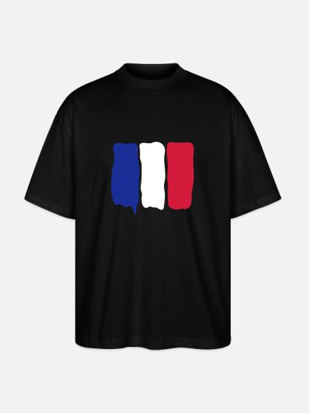 French flag runny paint - Stanley/Stella Oversized Unisex Organic T-shirt Blaster 2.0 - black
