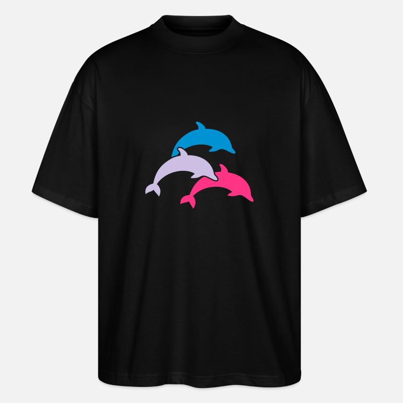 Dolphins - Stanley/Stella Oversized Unisex Organic T-shirt Blaster 2.0 - black
