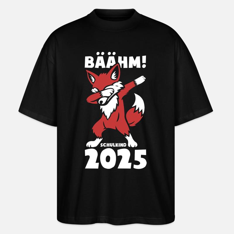 BÄÄHM! Schulkind 2025 - schlauerFuchs - Geschenk - Stanley/Stella Oversized Unisex Bio T-Shirt Blaster 2.0 - Schwarz