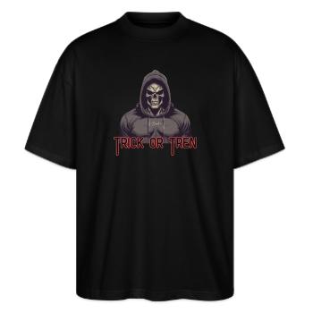 Trick or Tren - Stanley/Stella Oversized Unisex Bio T-Shirt Blaster 2.0 - Schwarz - Vorne - Alina (178cm) & Michal (187cm)