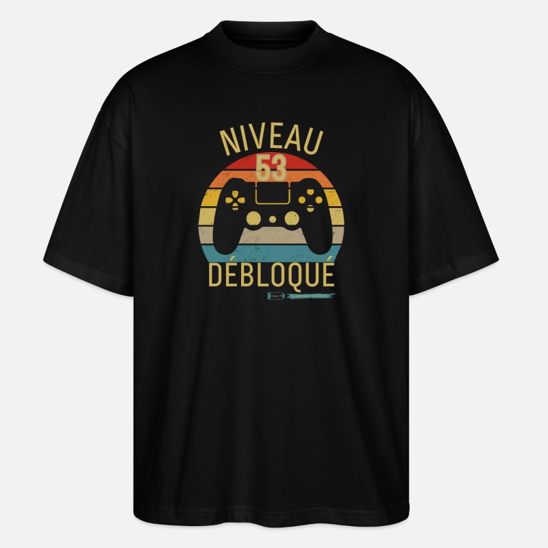 Niveau 53 Débloqué - T-shirt bio Blaster 2.0 coupe oversize Stanley/Stella Unisexe - noir