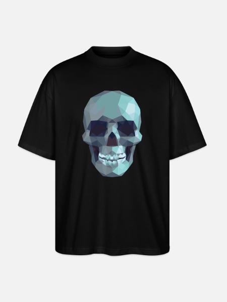 Low Poly Blue Skull – Geometrisch-Gotik-Stil - Stanley/Stella Oversized Unisex Bio T-Shirt Blaster 2.0 - Schwarz