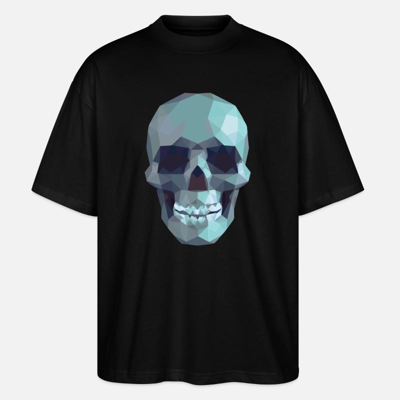 Low Poly Blue Skull – Geometrisch-Gotik-Stil - Stanley/Stella Oversized Unisex Bio T-Shirt Blaster 2.0 - Schwarz