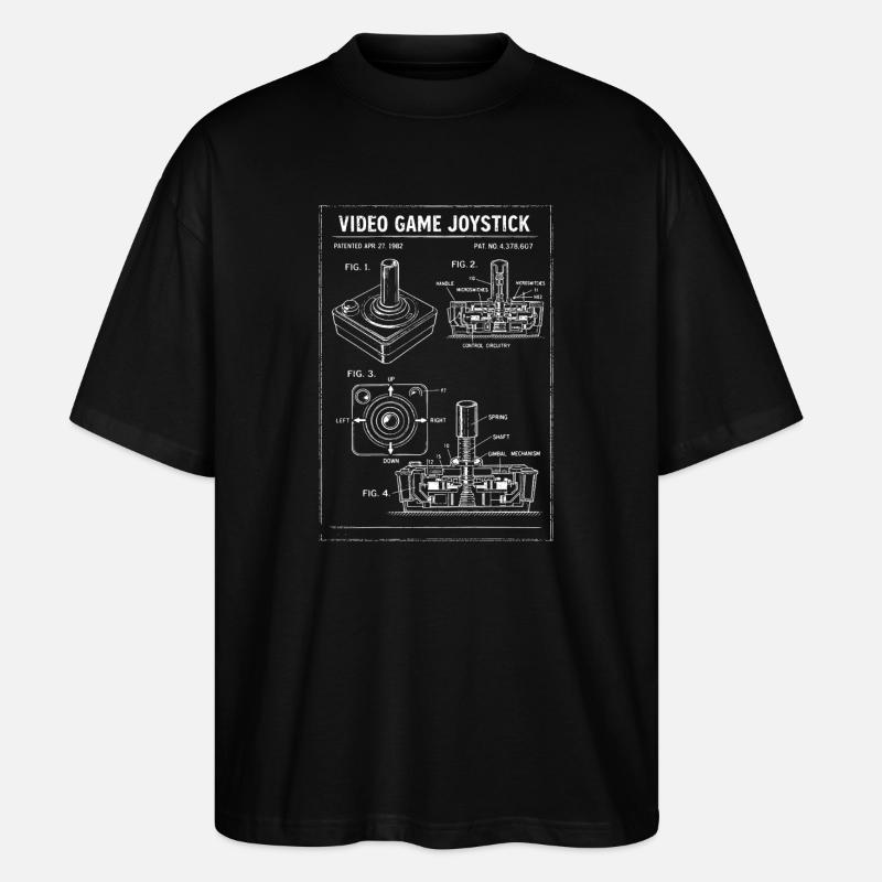 Retro-Joystick-Bauplan - Stanley/Stella Oversized Unisex Bio T-Shirt Blaster 2.0 - Schwarz