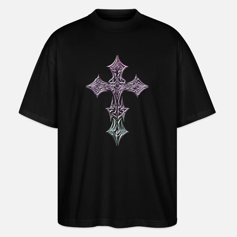 Verziertes filigranes Quergefälle - Stanley/Stella Oversized Unisex Bio T-Shirt Blaster 2.0 - Schwarz
