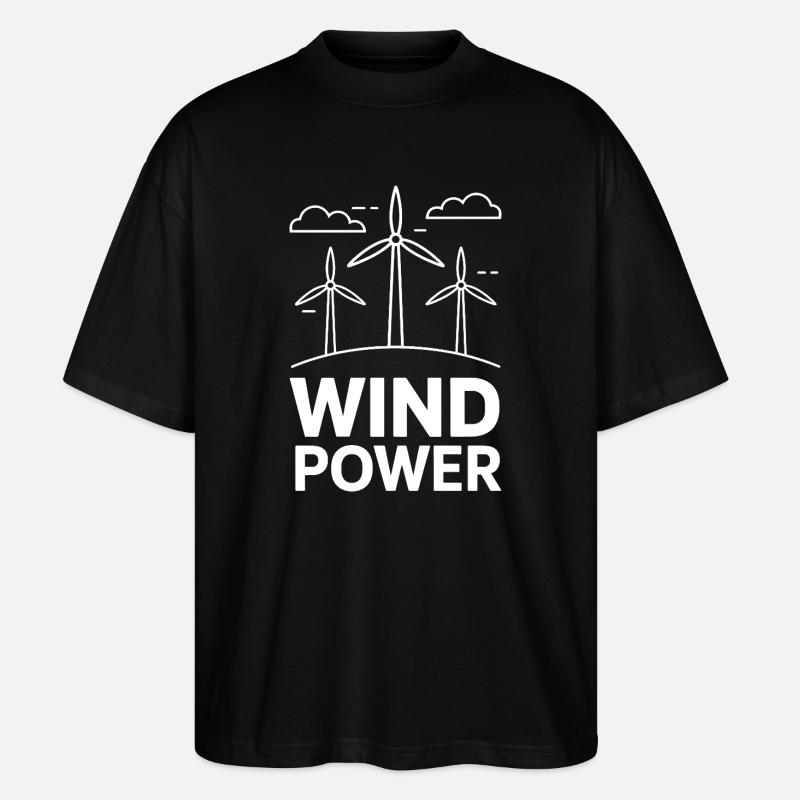 Énergie éolienne Énergie éolienne Énergie renouvelable - T-shirt bio Blaster 2.0 coupe oversize Stanley/Stella Unisexe - noir