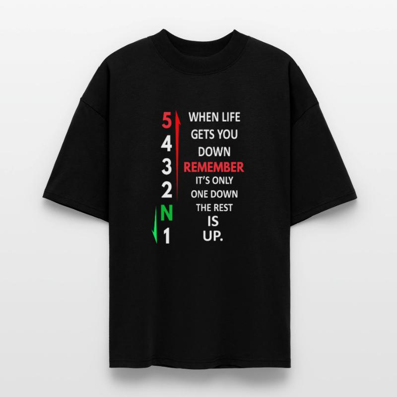 Remember 1 Down 5 Up Motorcycle Shift Pattern Stanley/Stella Oversized Unisex Organic T-shirt Blaster 2.0
